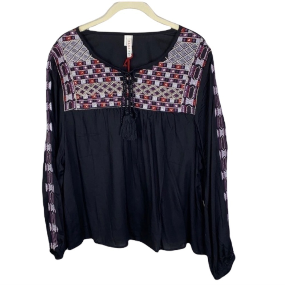 NWT RAGA Boho Tribal Peasant Blouse Size S